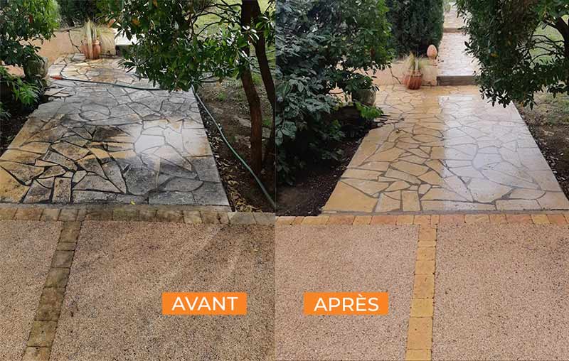 Nettoyage des extérieurs - NCJ Habitat : Fabien NICOLAS artisan à Lorient (56) : Nettoyage basse pression de vos pavés, dallages, murets, terrasse … dans le Morbihan (56) et le Finistère (29)