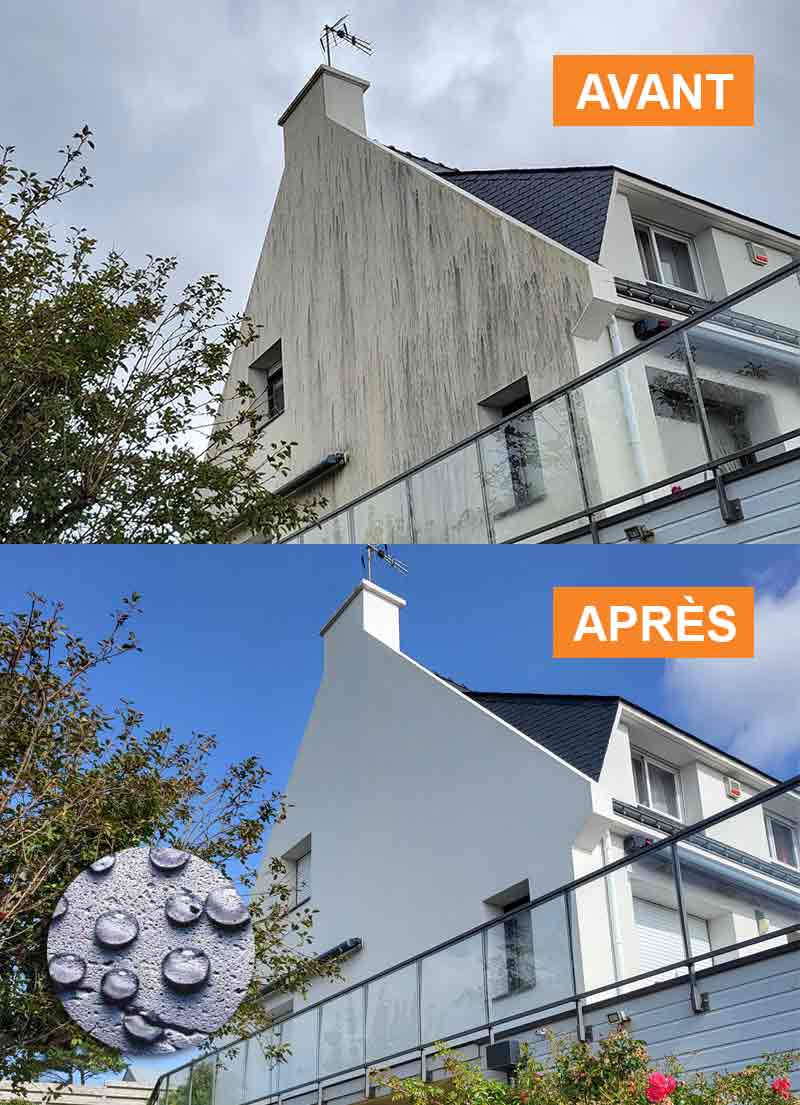 Ravalement peinture façade - NCJ Habitat : Fabien NICOLAS à Lorient (56) : Nettoyage basse pression et démoussage par pulvérisation façade. Ravalement peinture façadeBoiserie et ferronnerie. Imperméabilisation hydrofuge façade dans le Morbihan (56) et le Finistère (29)