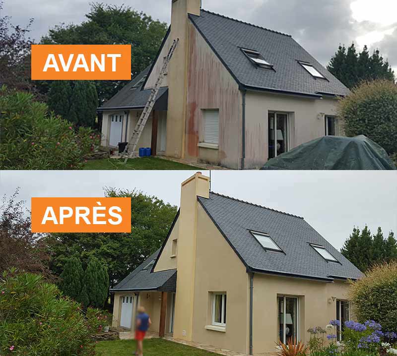 Ravalement peinture façade - NCJ Habitat : Fabien NICOLAS à Lorient (56) : Nettoyage basse pression et démoussage par pulvérisation façade. Ravalement peinture façadeBoiserie et ferronnerie. Imperméabilisation hydrofuge façade dans le Morbihan (56) et le Finistère (29)